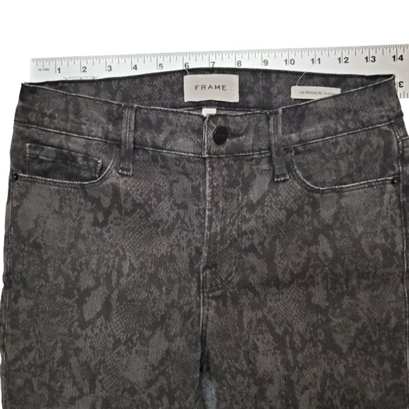 Frame Le Skinny De Jeanne Tonal Python 27 (Meas 27x29 9") Snake Print Jeans A14 - Picture 3 of 11